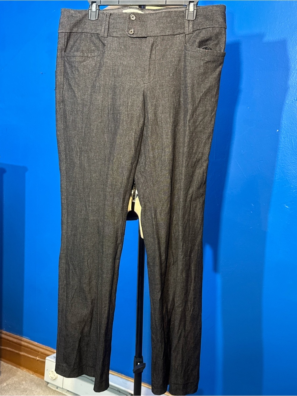 Banana Republic The Sloan Fit Flare Dress Pants 14 Charcoal Black Textured